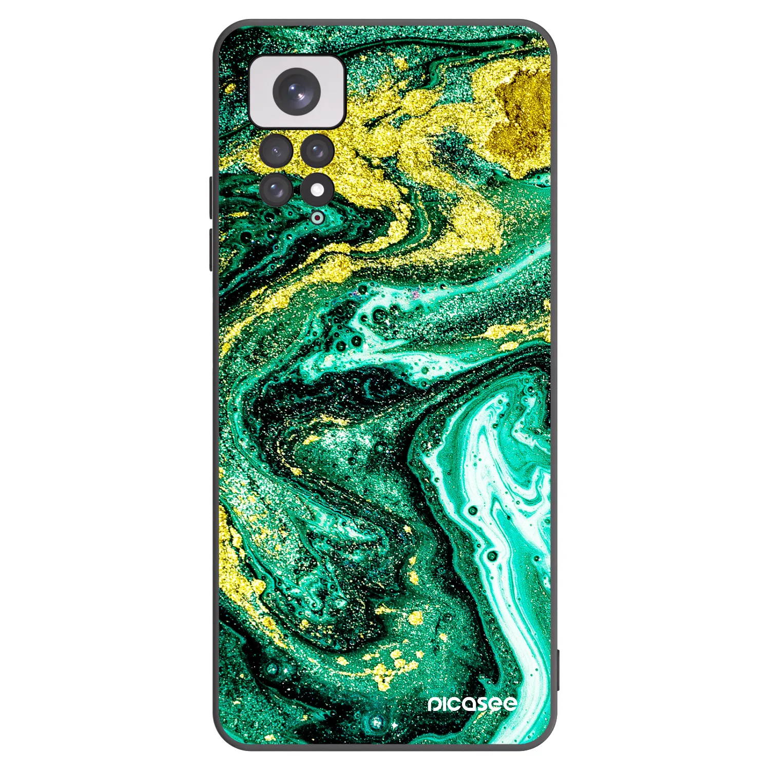 Picasee silikonowe czarne etui na Xiaomi Redmi Note 11 - Green Gold