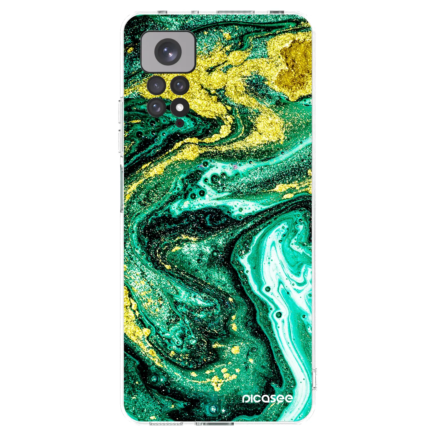 Picasee silikonowe przeźroczyste etui na Xiaomi Redmi Note 11S 4G - Green Gold