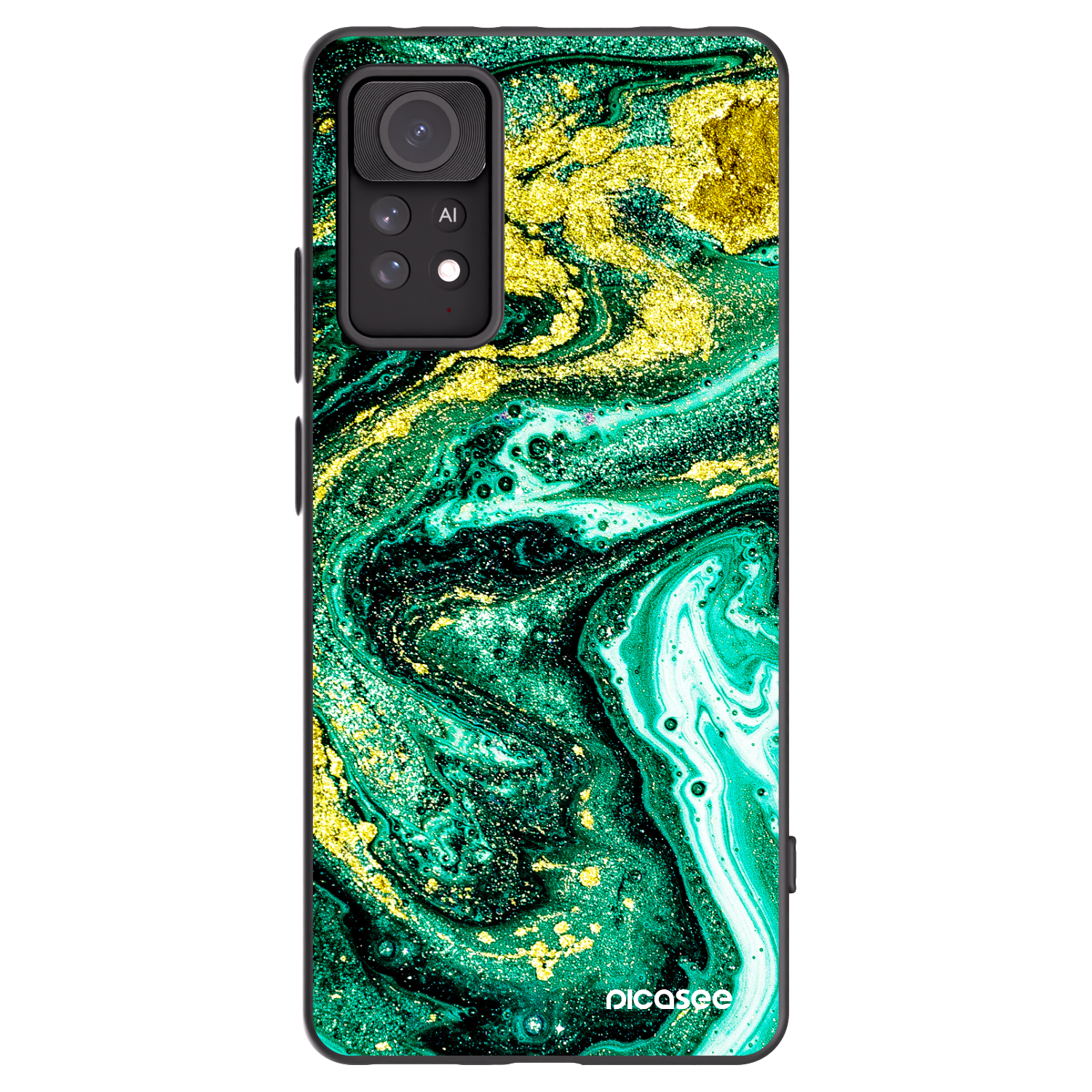Picasee silikonowe czarne etui na Xiaomi Redmi Note 11 Pro 5G - Green Gold