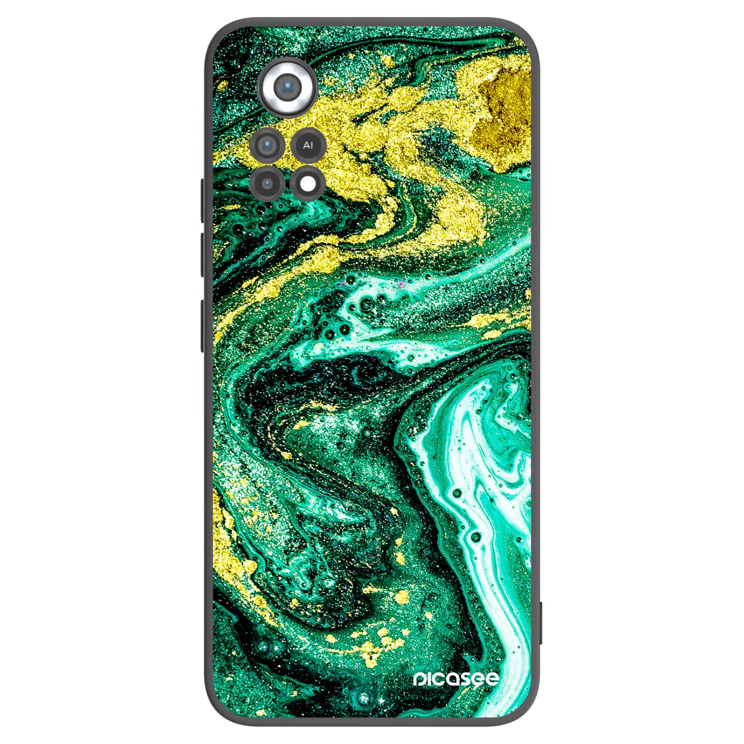 Picasee silikonowe czarne etui na Xiaomi Poco X4 Pro 5G - Green Gold