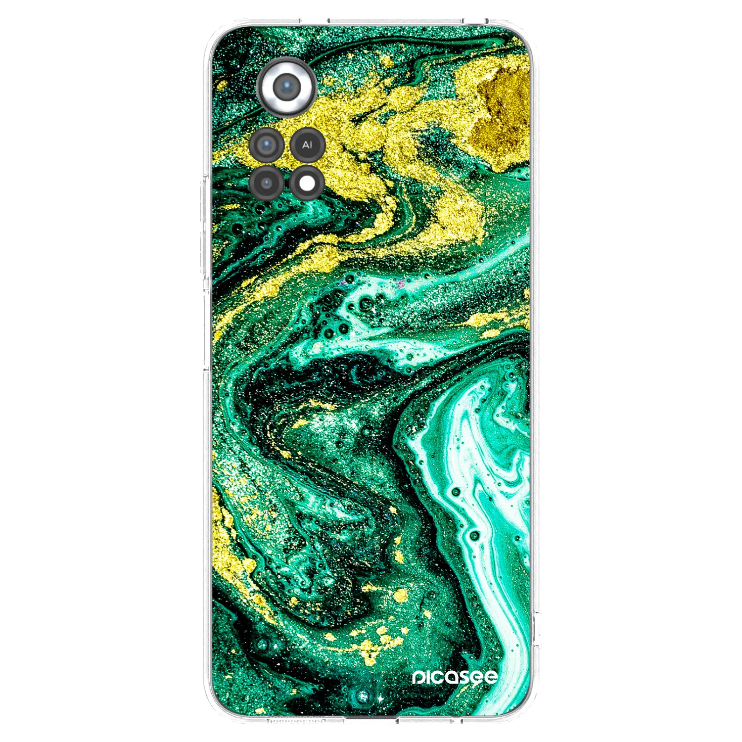 Picasee silikonowe przeźroczyste etui na Xiaomi Poco X4 Pro 5G - Green Gold