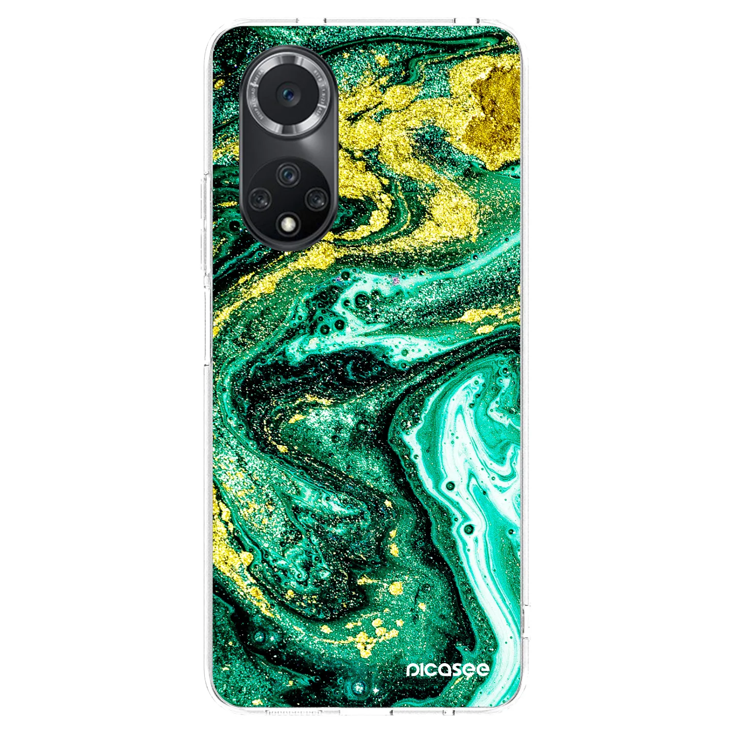 Picasee silikonowe przeźroczyste etui na Huawei Nova 9 SE - Green Gold