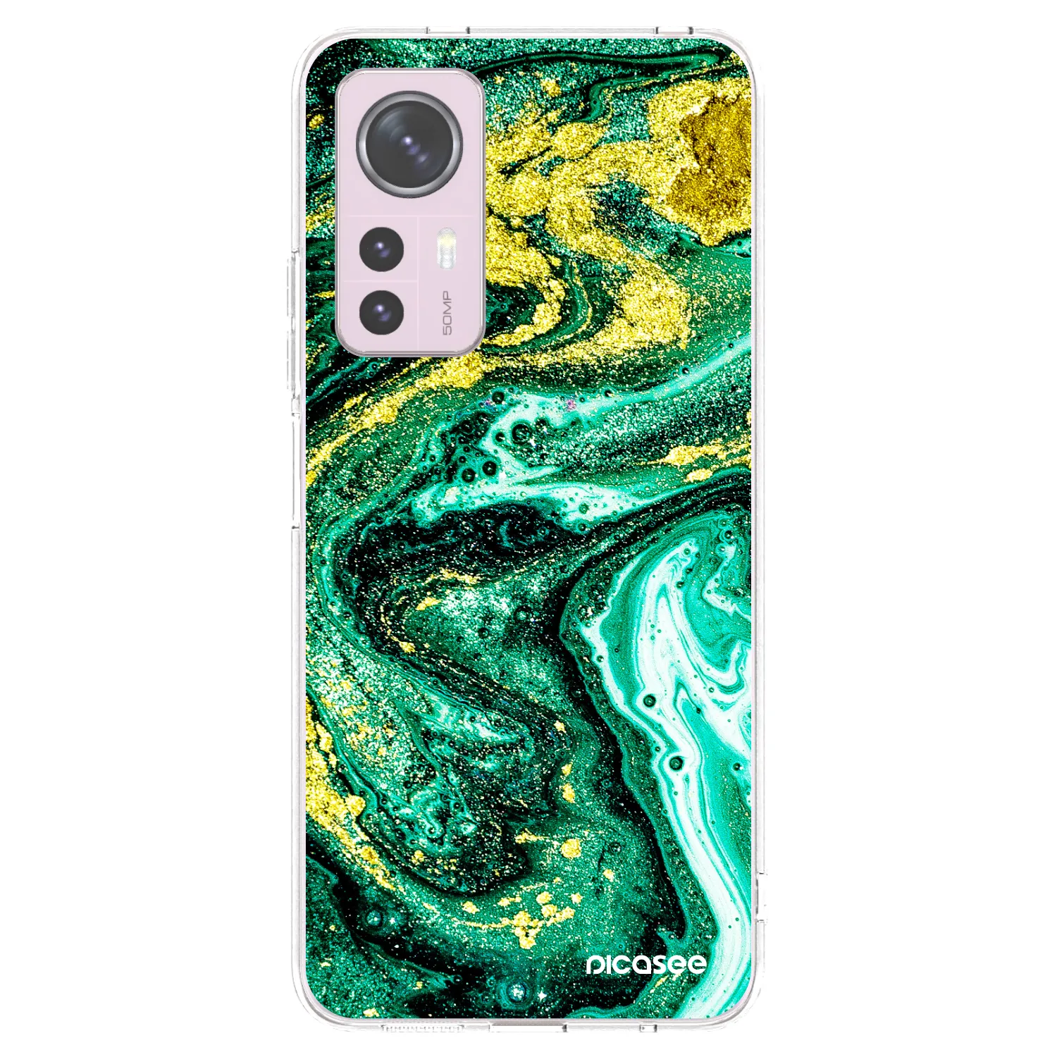 Picasee silikonowe przeźroczyste etui na Xiaomi 12 - Green Gold