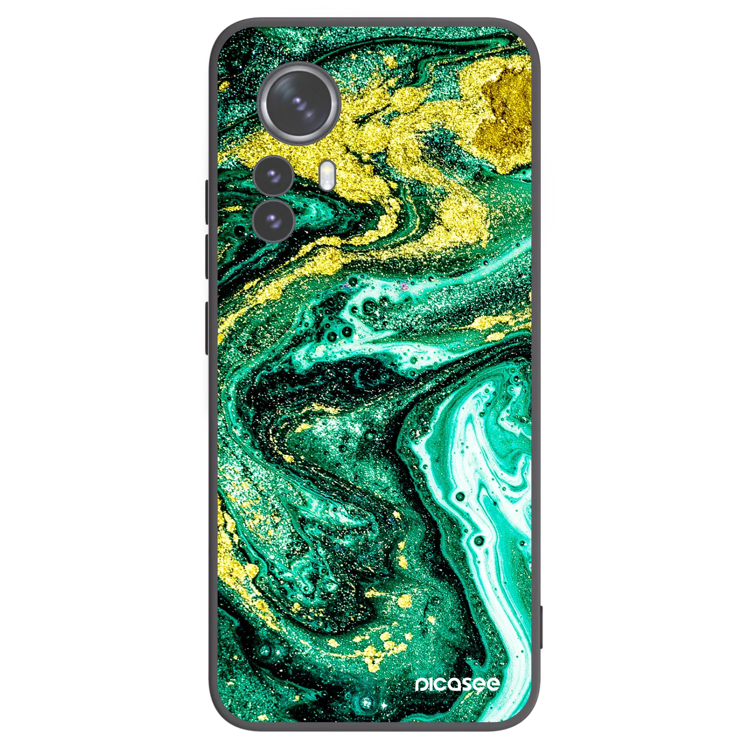 Picasee silikonowe czarne etui na Xiaomi 12 Pro - Green Gold