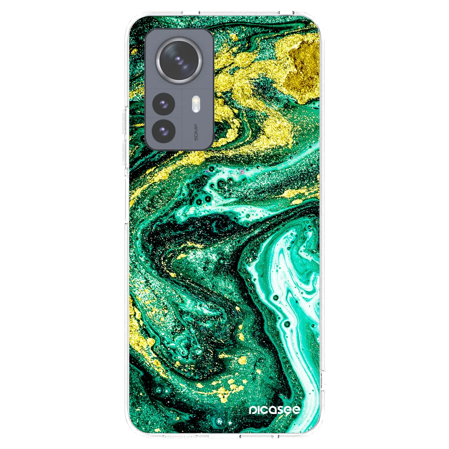 Picasee silikonowe przeźroczyste etui na Xiaomi 12 Pro - Green Gold