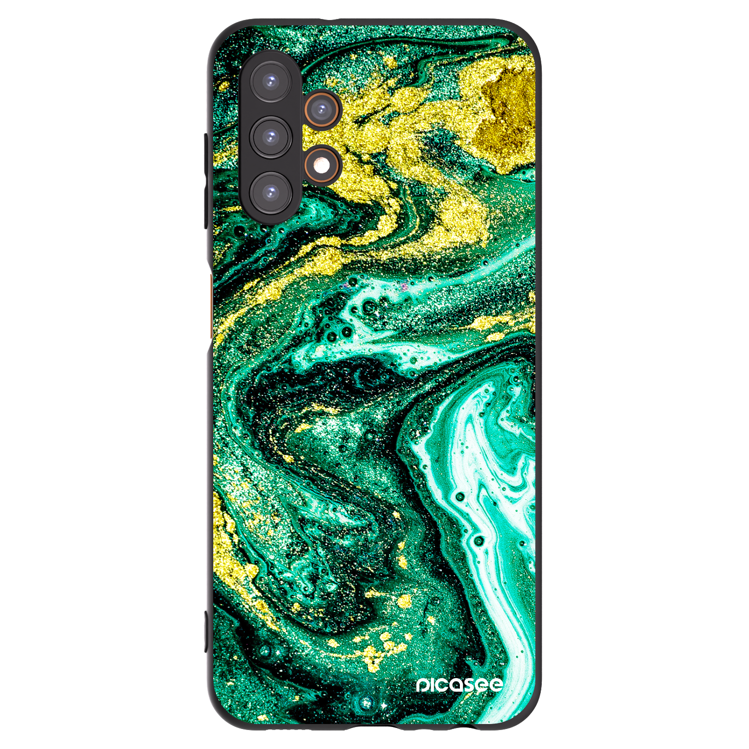 Picasee silikonowe czarne etui na Samsung Galaxy A13 4G A135 - Green Gold