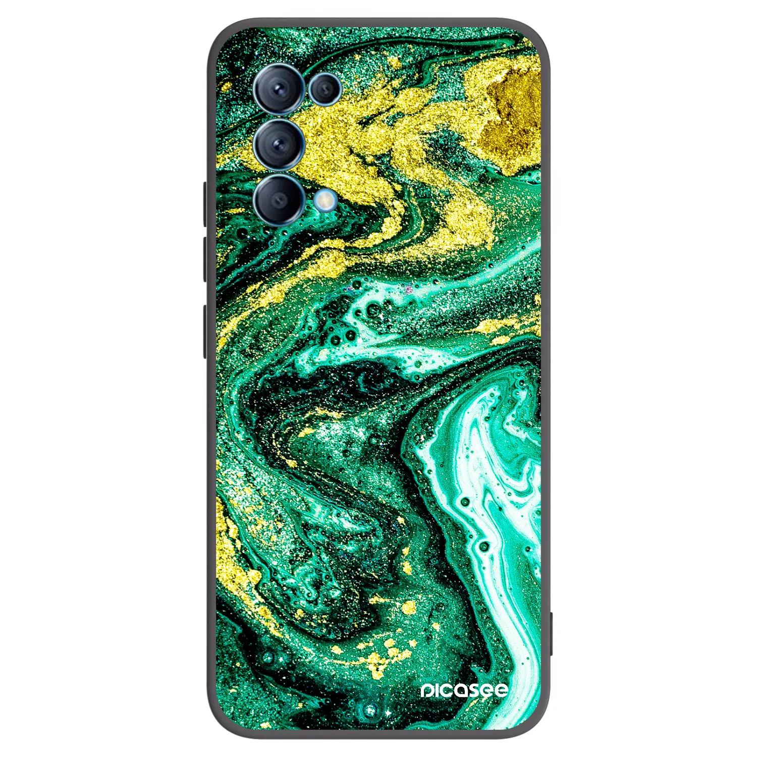 Picasee silikonowe czarne etui na OPPO Reno 5 5G - Green Gold