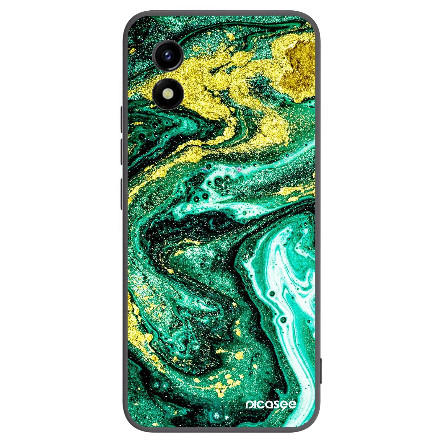 Picasee silikonowe czarne etui na Vivo Y01 - Green Gold