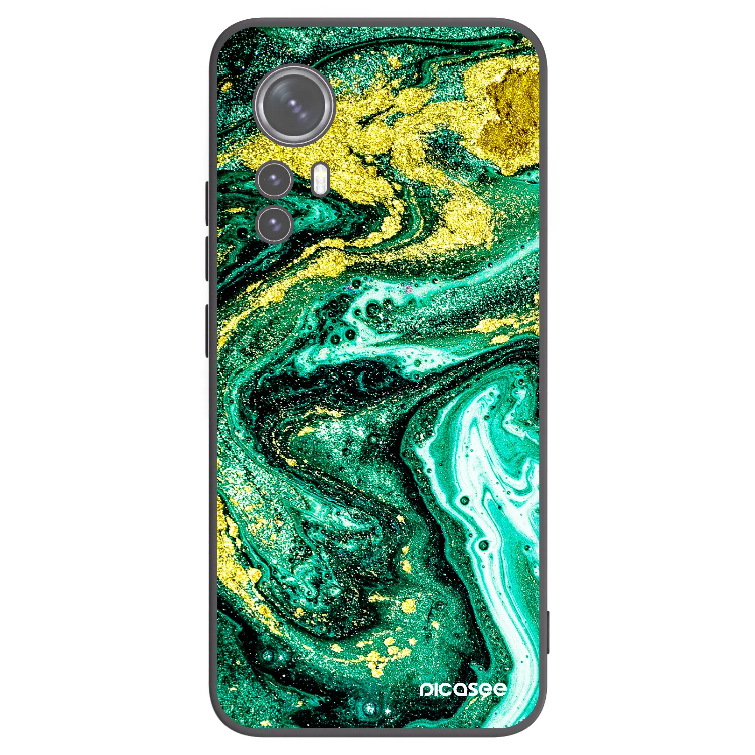 Picasee silikonowe czarne etui na Xiaomi 12X - Green Gold