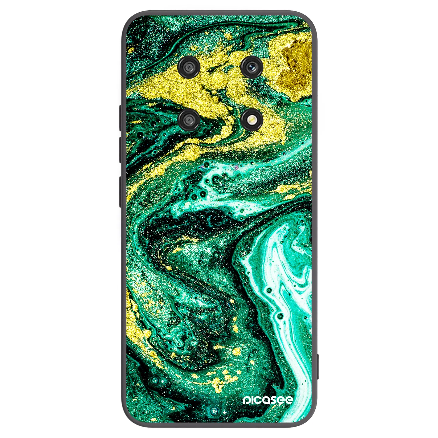 Picasee silikonowe czarne etui na Honor Magic4 Lite 5G - Green Gold