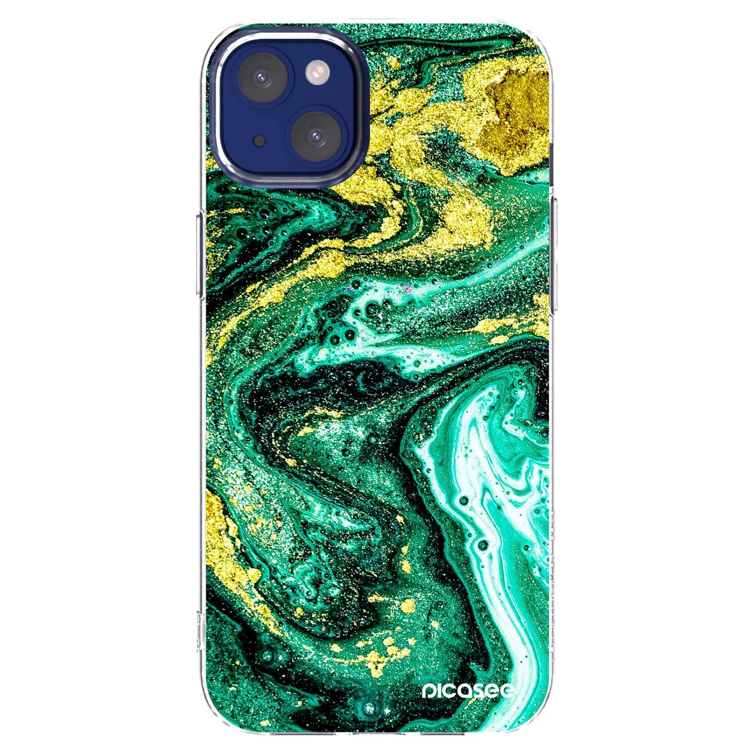 Picasee silikonowe przeźroczyste etui na Apple iPhone 14 Plus - Green Gold