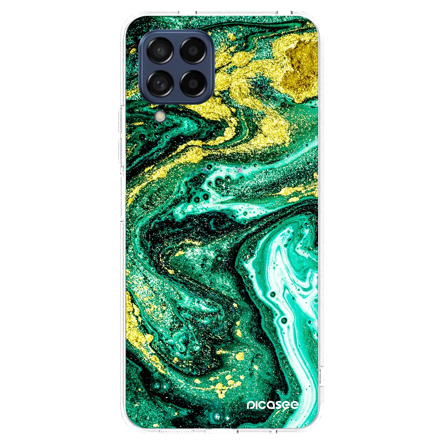 Picasee silikonowe przeźroczyste etui na Samsung Galaxy M53 5G - Green Gold