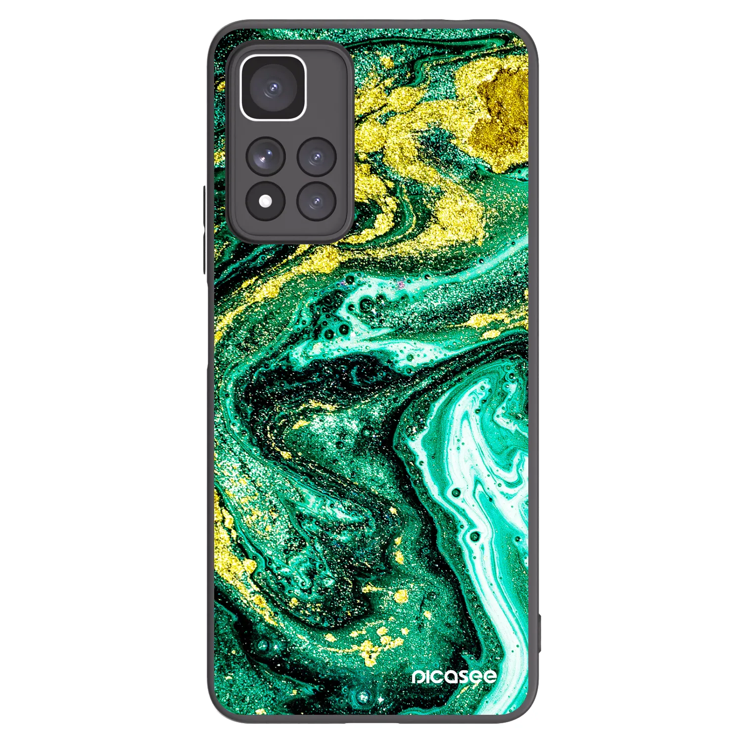 Picasee silikonowe czarne etui na Xiaomi Redmi Note 11 Pro+ 5G - Green Gold