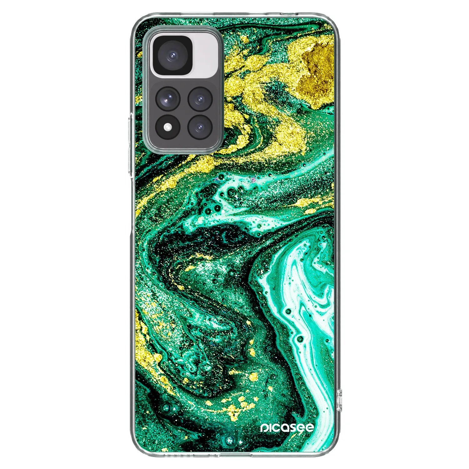 Picasee silikonowe przeźroczyste etui na Xiaomi Redmi Note 11 Pro+ 5G - Green Gold