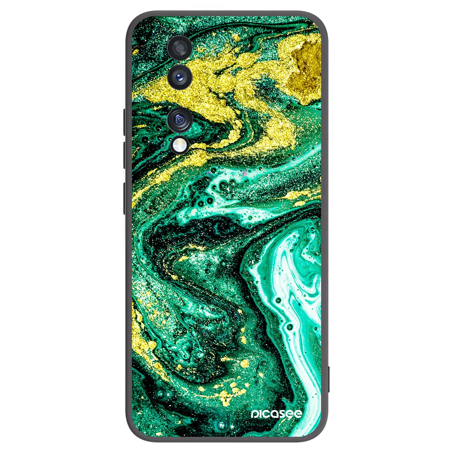 Picasee silikonowe czarne etui na Honor 70 - Green Gold