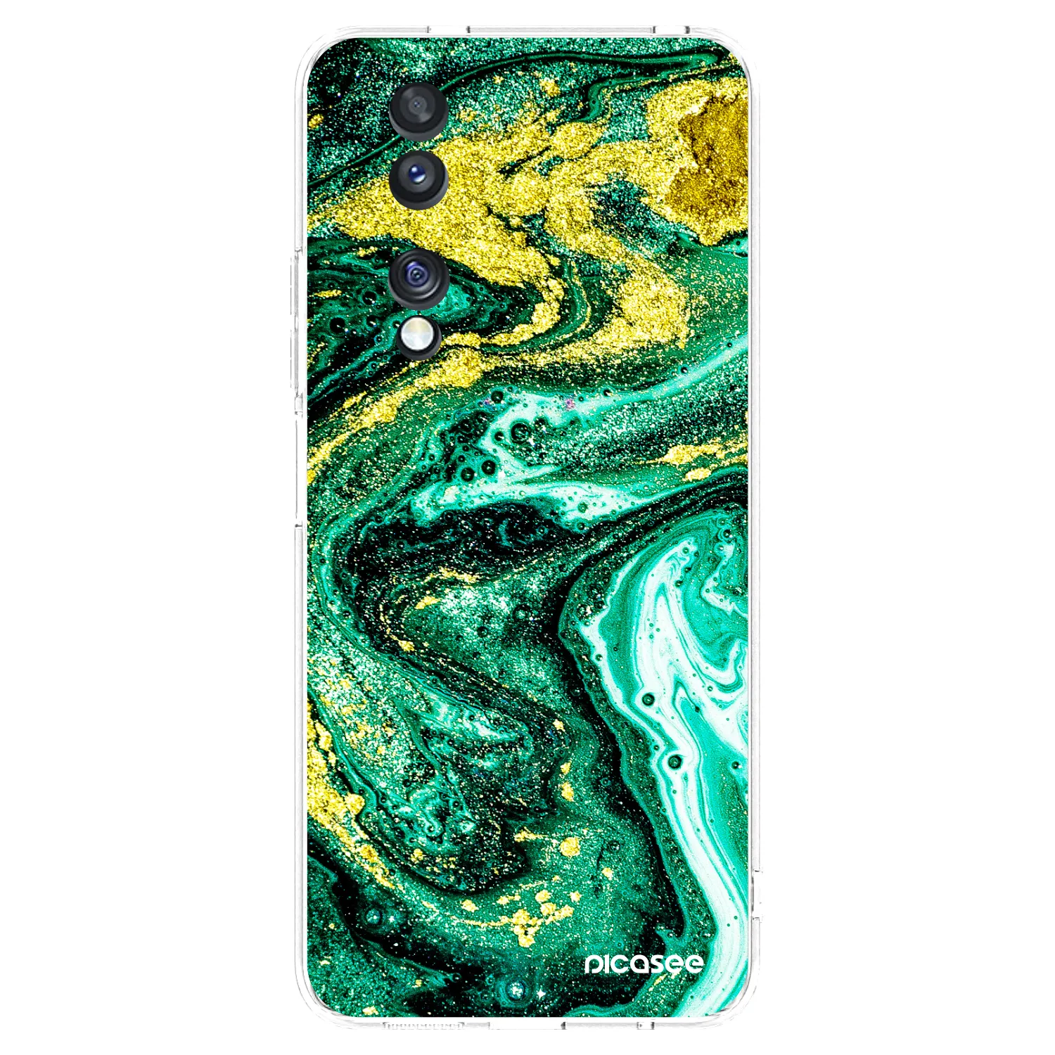 Picasee silikonowe przeźroczyste etui na Honor 70 - Green Gold