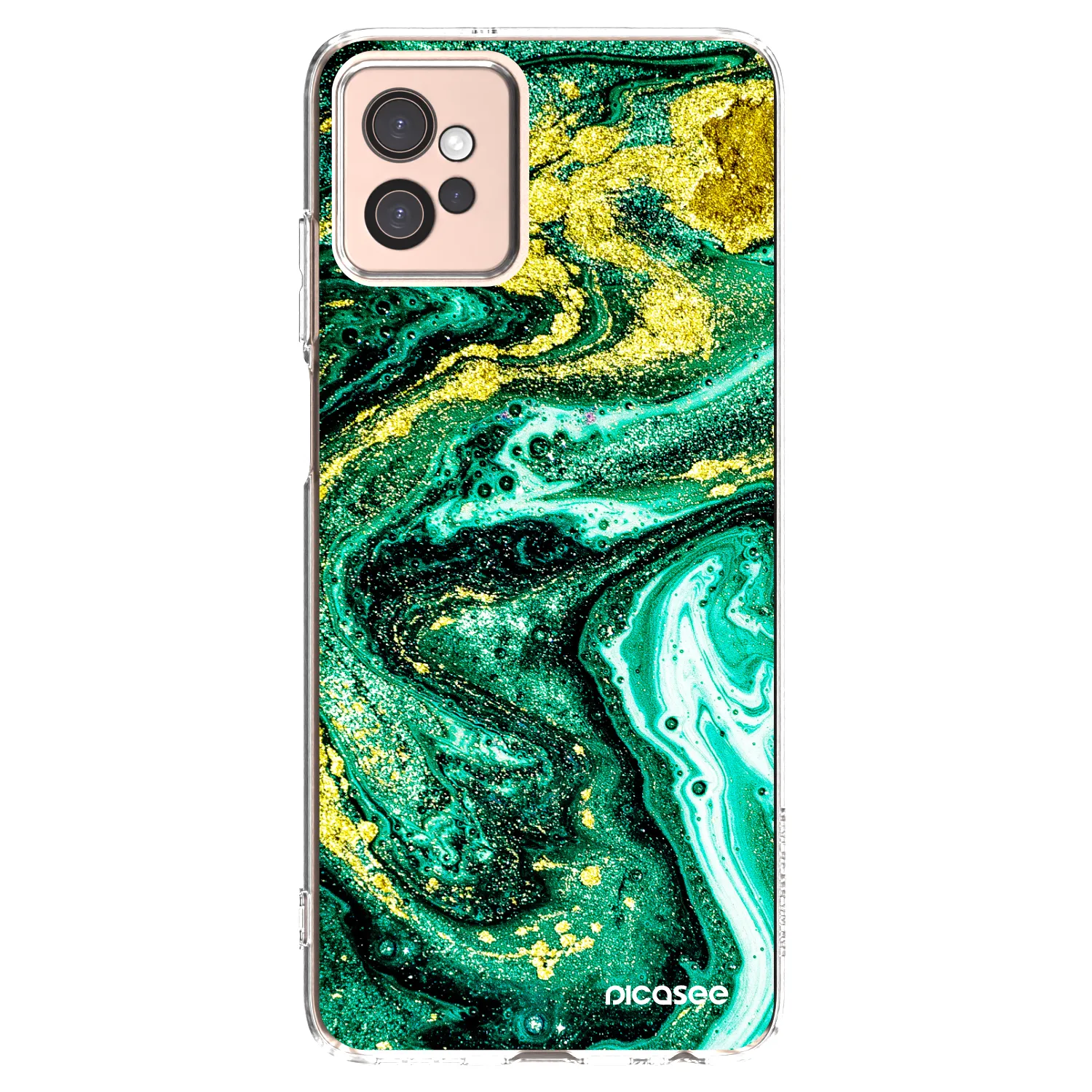 Picasee silikonowe przeźroczyste etui na Motorola Moto G32 - Green Gold