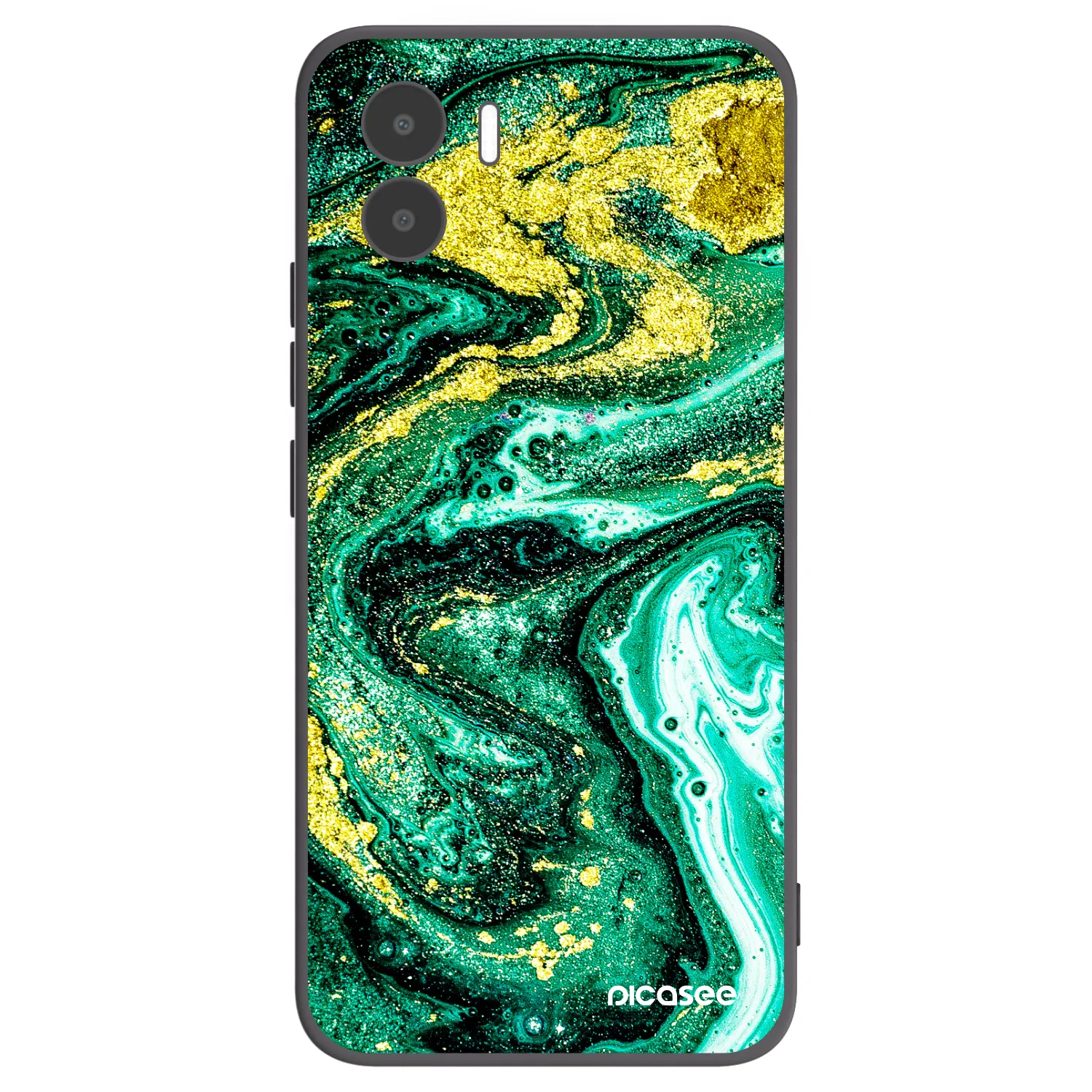 Picasee silikonowe czarne etui na Xiaomi Redmi A1 - Green Gold