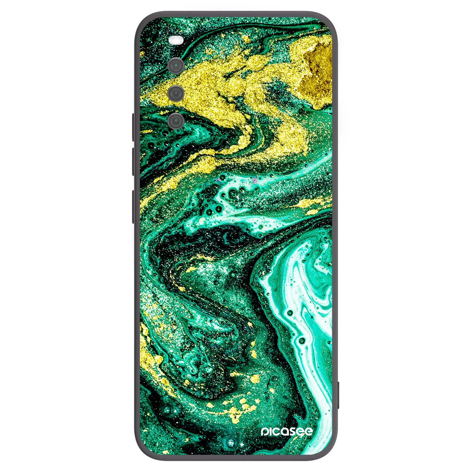 Picasee silikonowe czarne etui na Sony Xperia 10 III - Green Gold