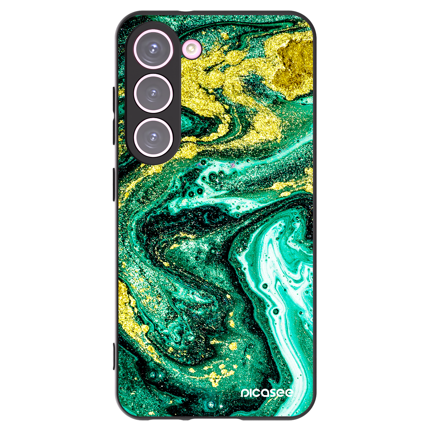Picasee silikonowe czarne etui na Samsung Galaxy S23 5G - Green Gold