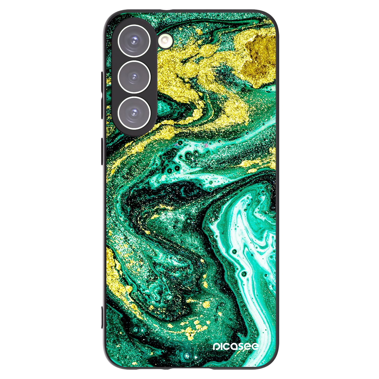 Picasee silikonowe czarne etui na Samsung Galaxy S23+ 5G - Green Gold
