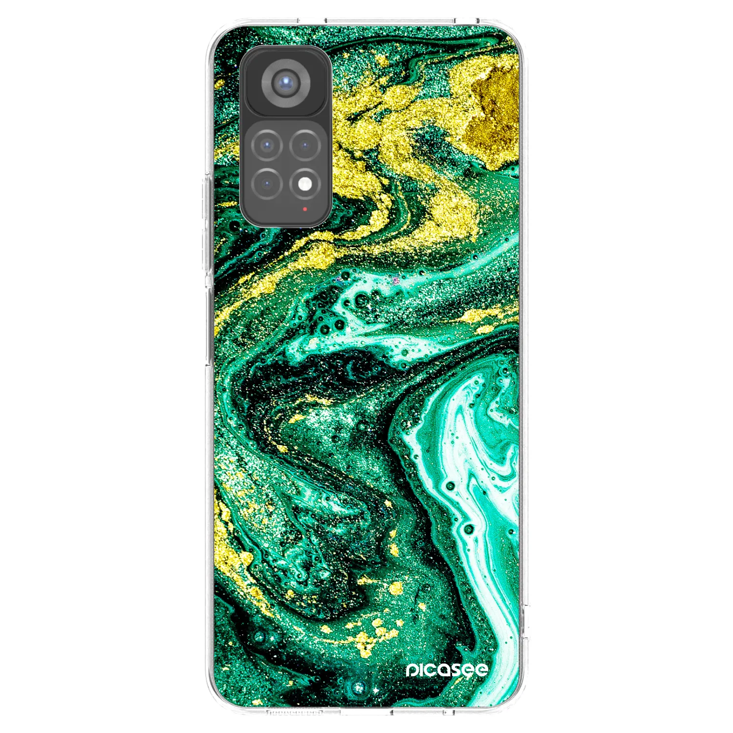 Picasee silikonowe przeźroczyste etui na Xiaomi Redmi Note 11S 5G - Green Gold