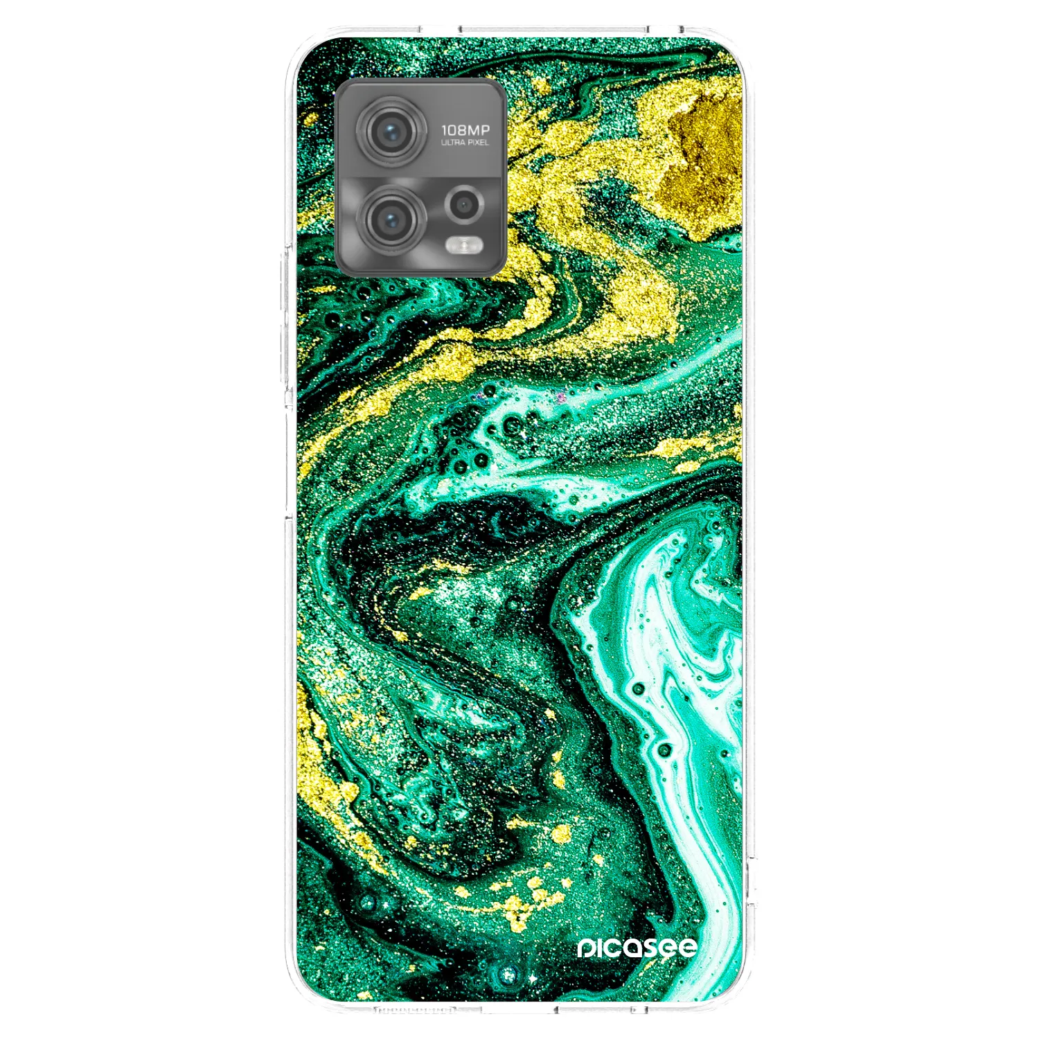 Picasee silikonowe przeźroczyste etui na Motorola Moto G72 - Green Gold