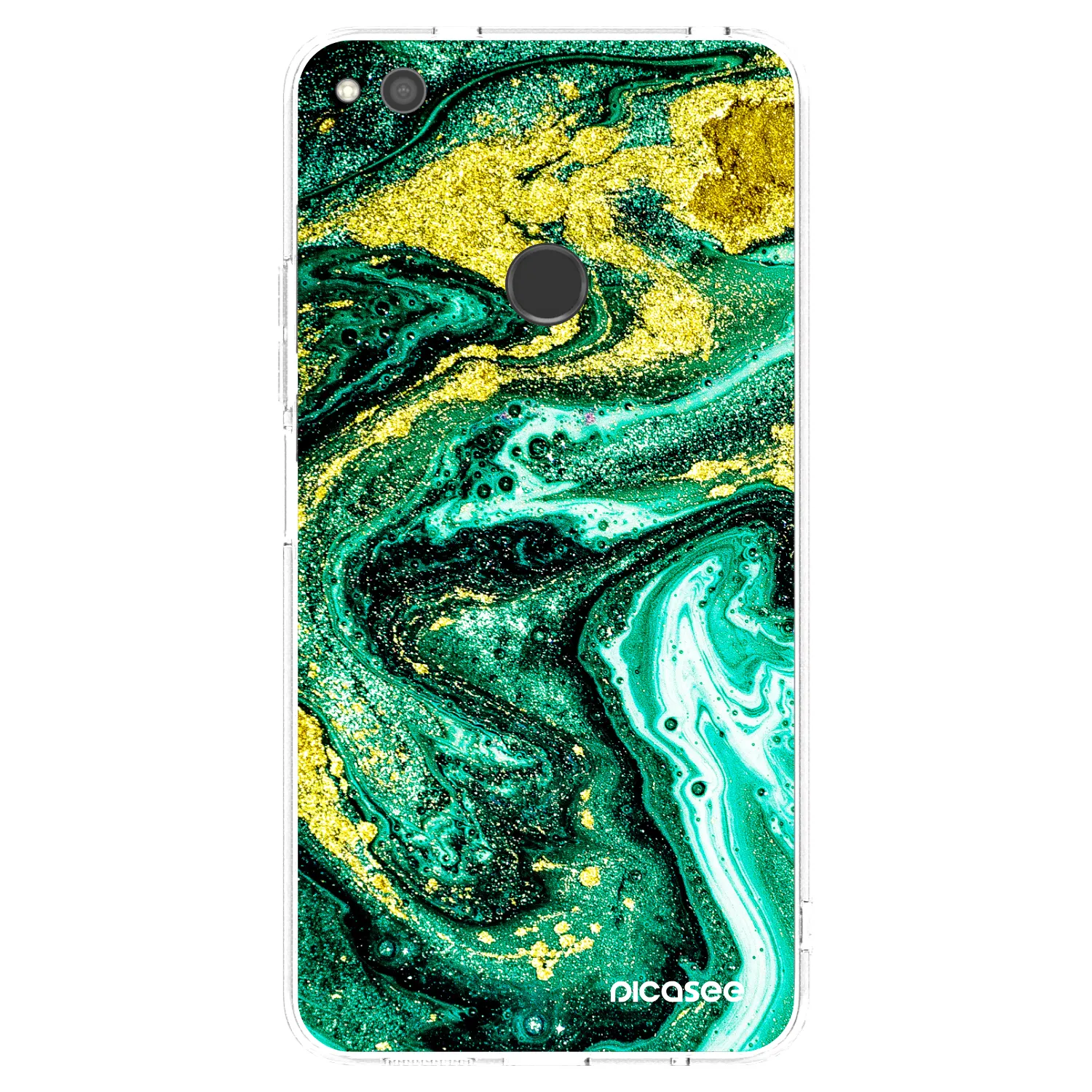 Picasee silikonowe przeźroczyste etui na Huawei P9 Lite 2017 - Green Gold