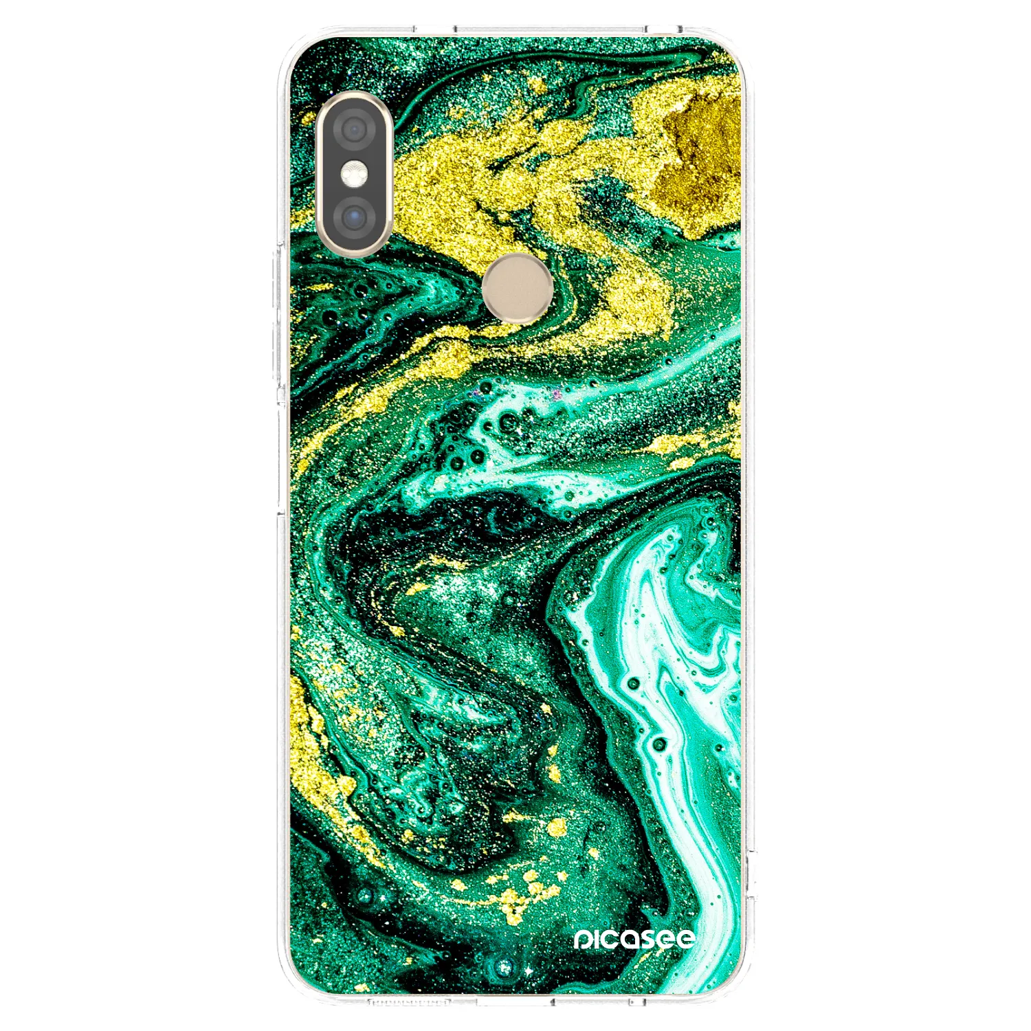 Picasee silikonowe przeźroczyste etui na Xiaomi Redmi Note 5 Global - Green Gold