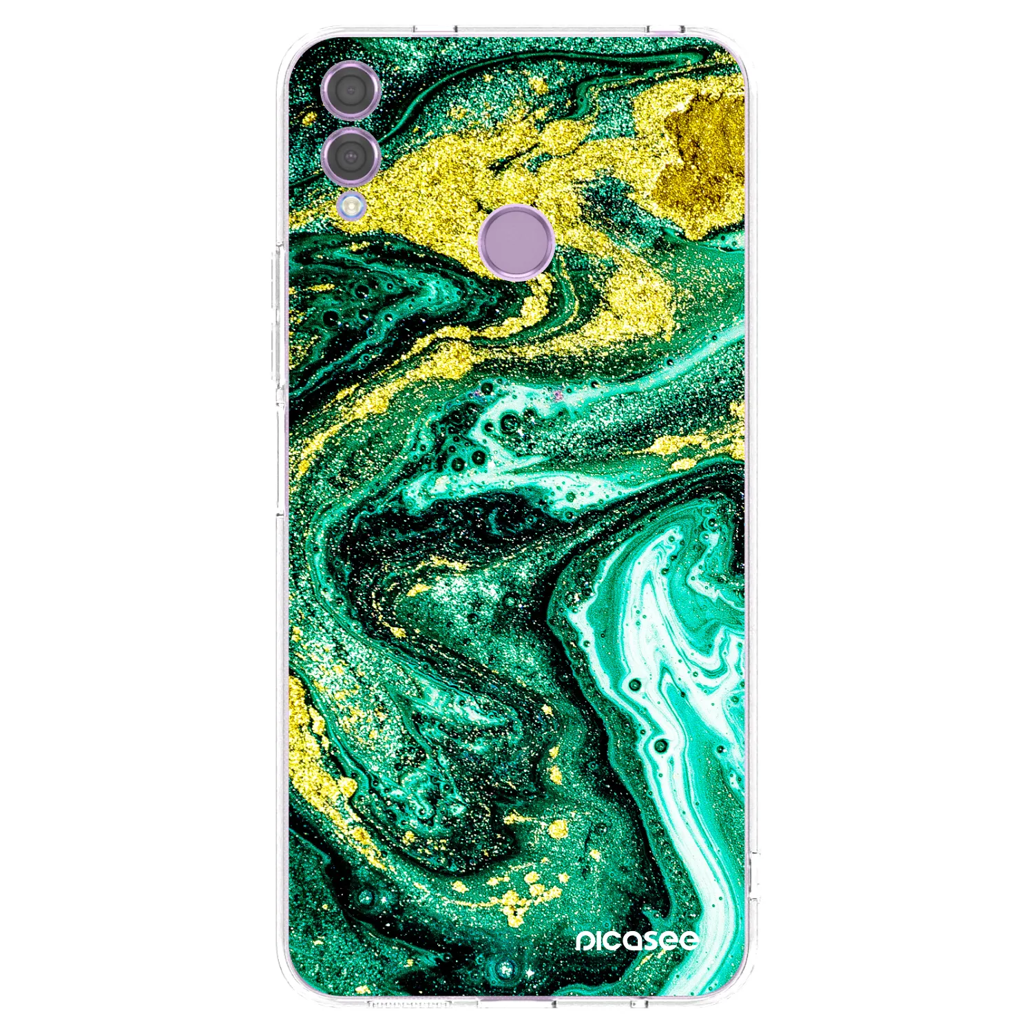 Picasee silikonowe przeźroczyste etui na Honor 8X - Green Gold