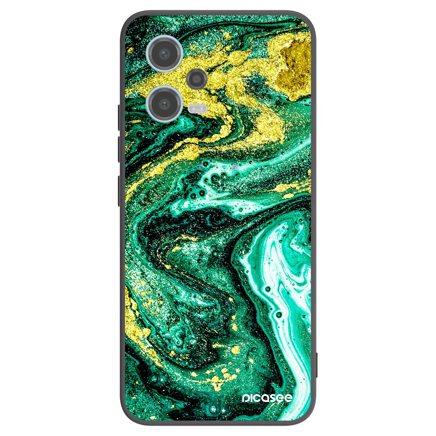 Picasee silikonowe czarne etui na Xiaomi Redmi Note 12 5G - Green Gold