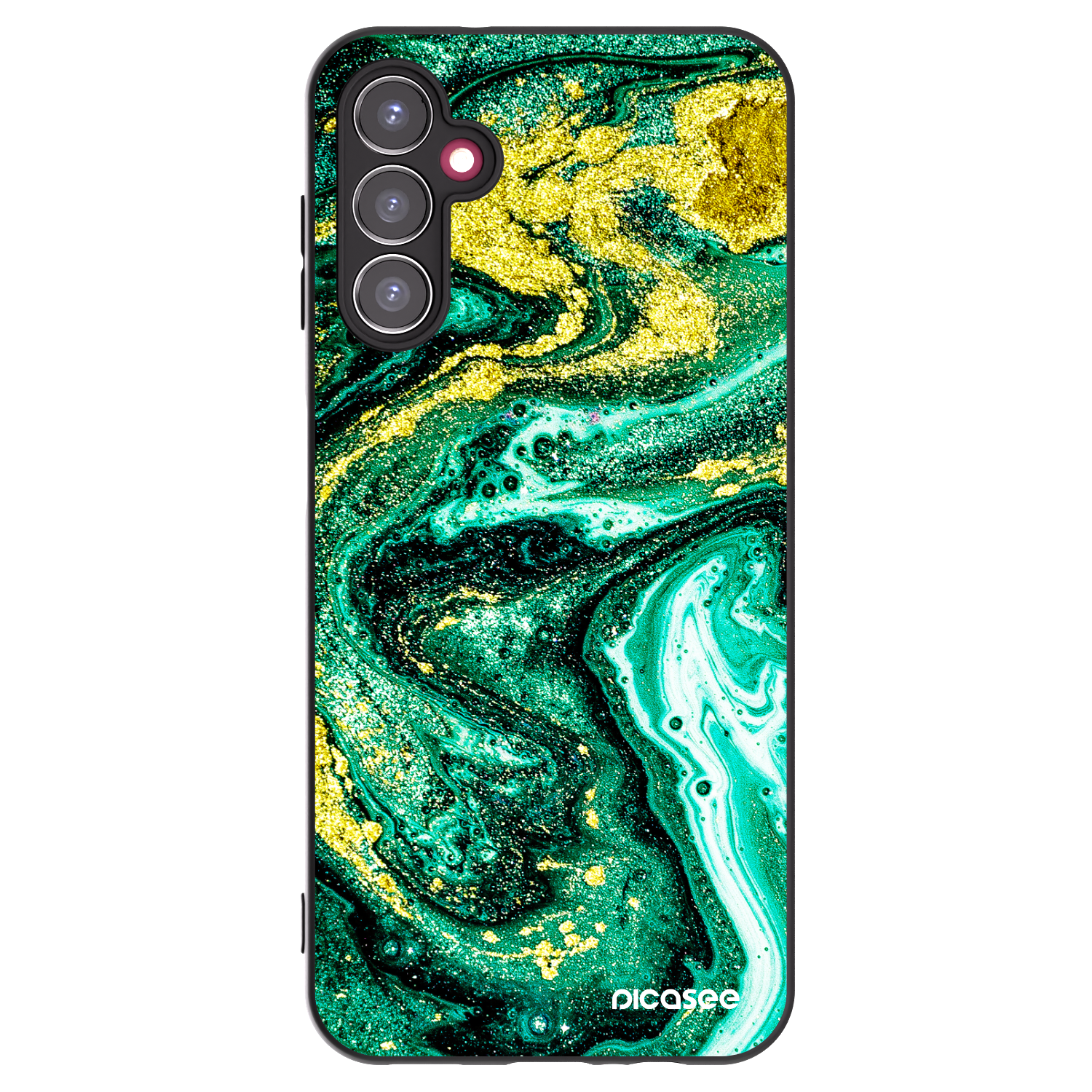 Picasee silikonowe czarne etui na Samsung Galaxy A14 5G A146P - Green Gold