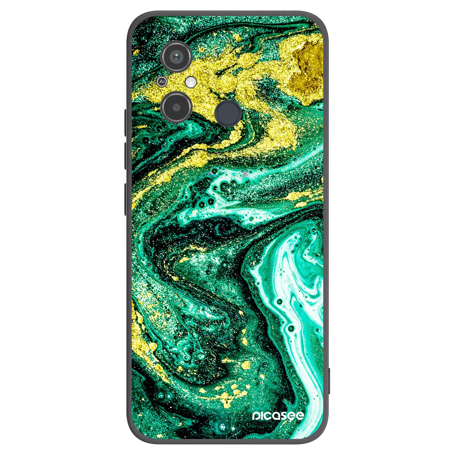 Picasee silikonowe czarne etui na Xiaomi Redmi 12C - Green Gold