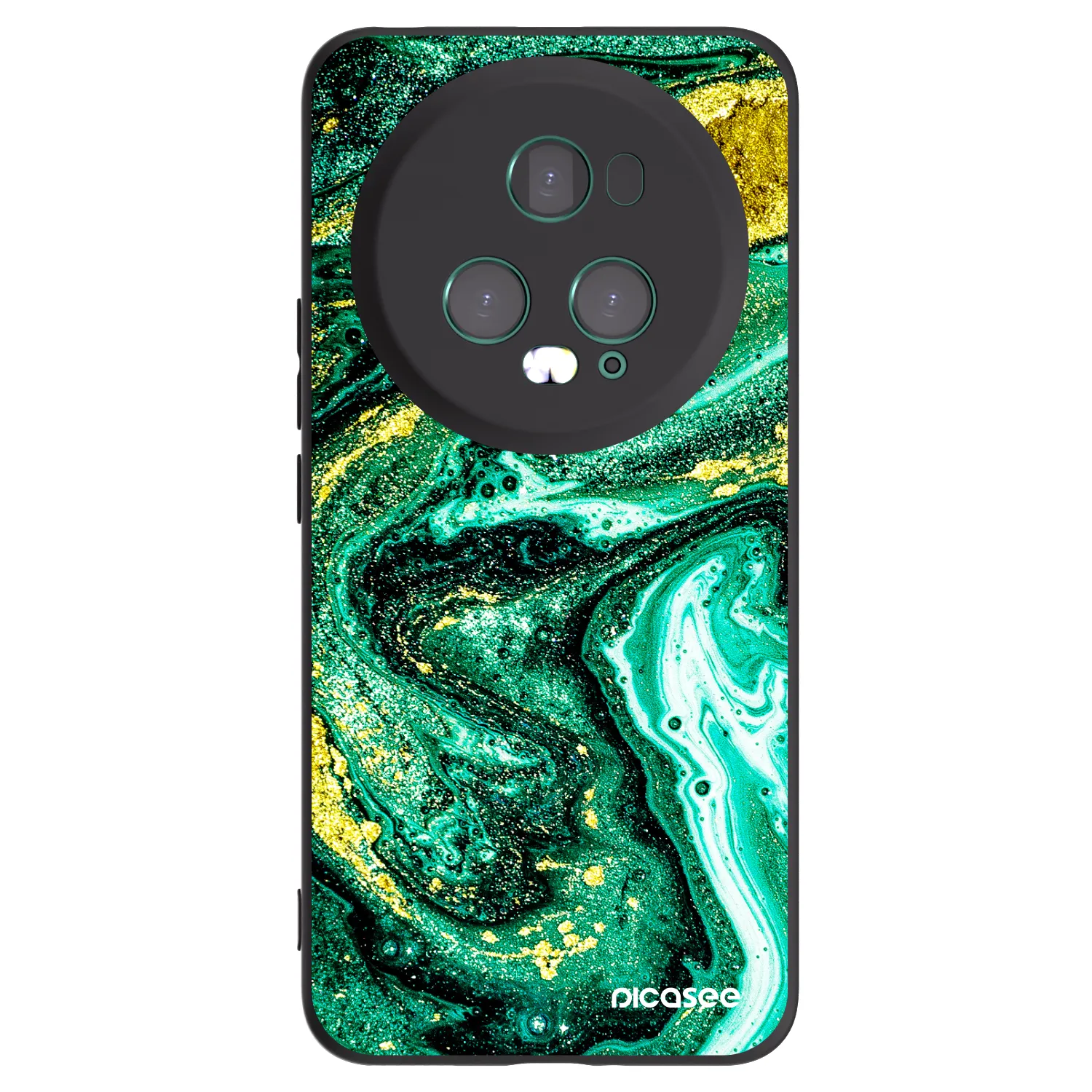 Picasee silikonowe czarne etui na Honor Magic5 Pro - Green Gold