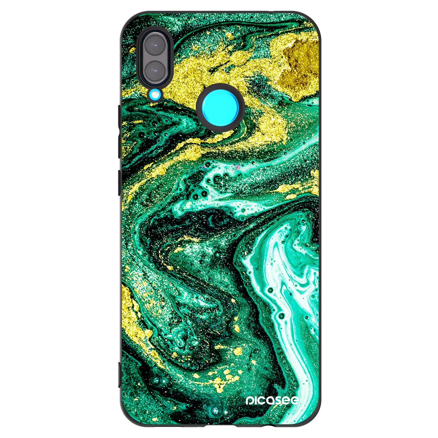 Picasee silikonowe czarne etui na Huawei Nova 3i - Green Gold