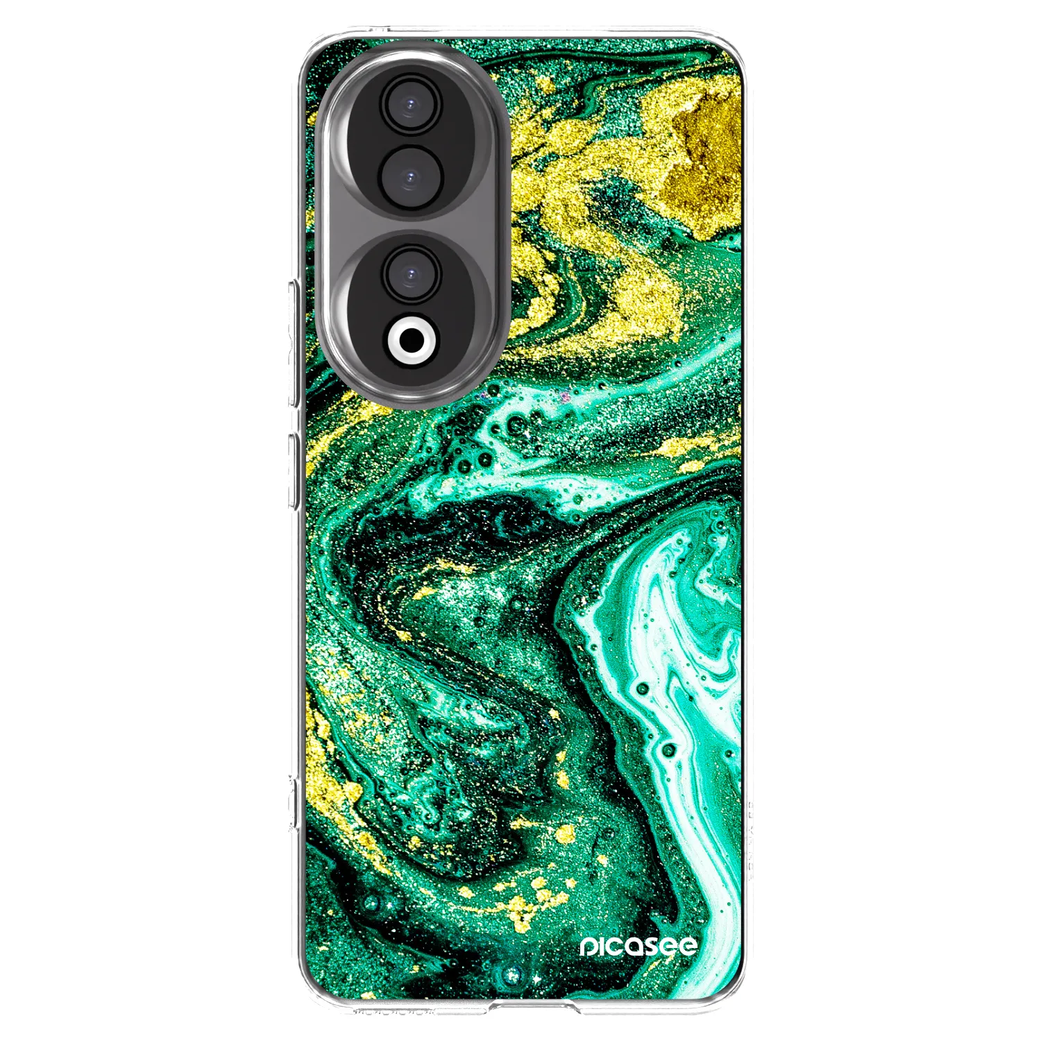 Picasee silikonowe przeźroczyste etui na Honor 90 5G - Green Gold