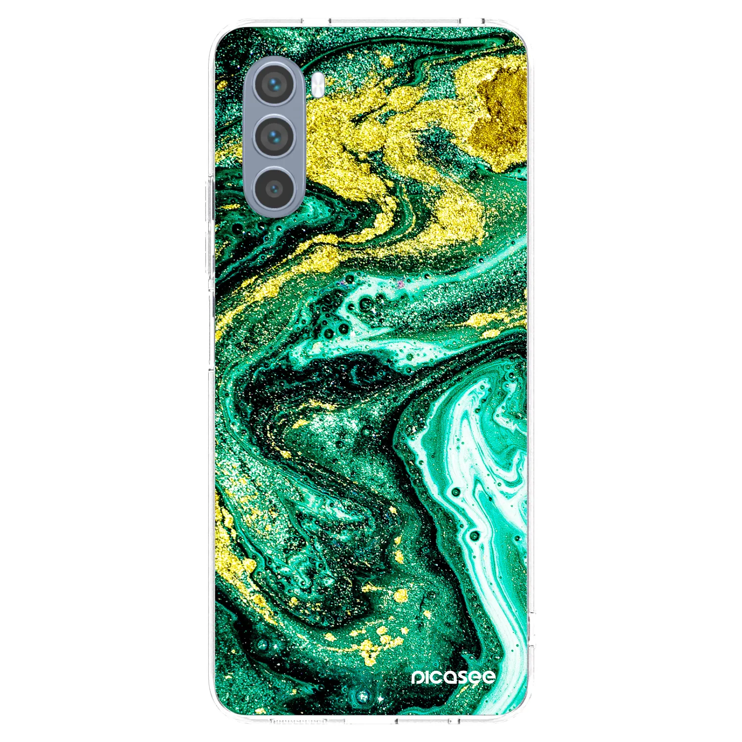 Picasee silikonowe przeźroczyste etui na Motorola Moto G62 - Green Gold