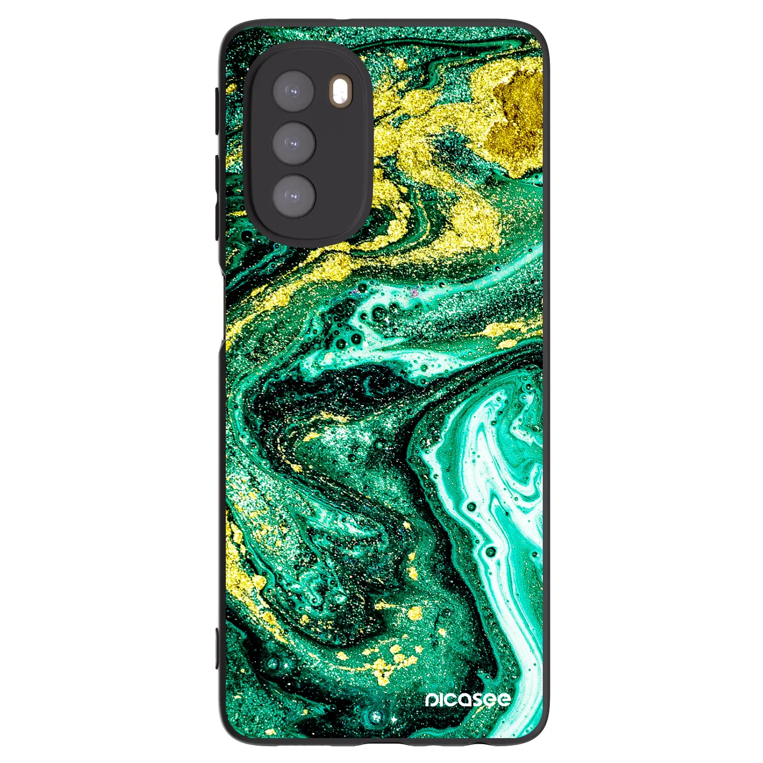 Picasee silikonowe czarne etui na Motorola Moto G51 - Green Gold