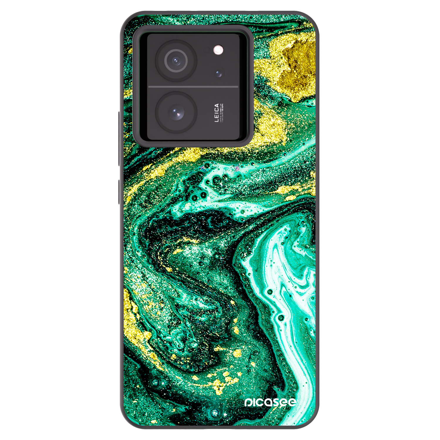 Picasee silikonowe czarne etui na Xiaomi 13T - Green Gold