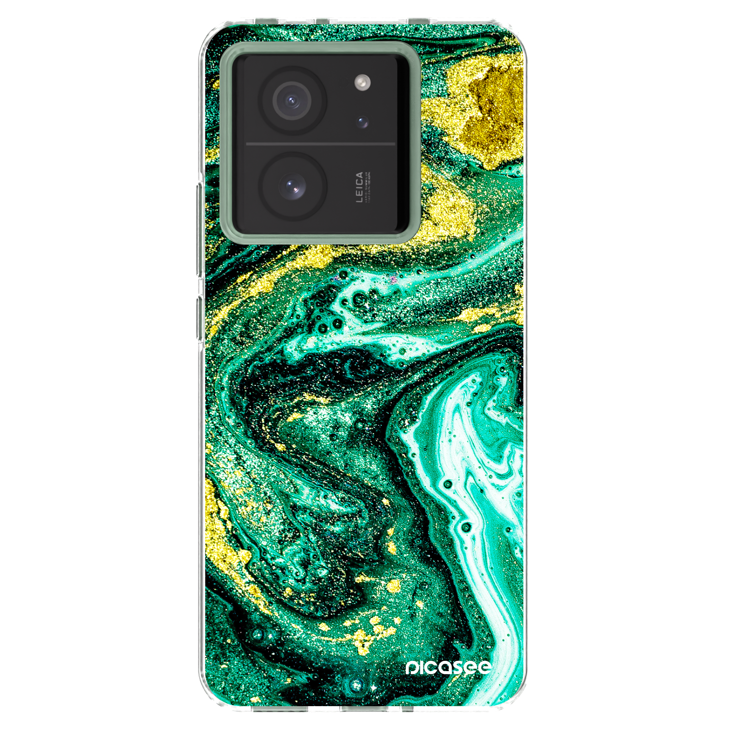 Picasee silikonowe przeźroczyste etui na Xiaomi 13T - Green Gold