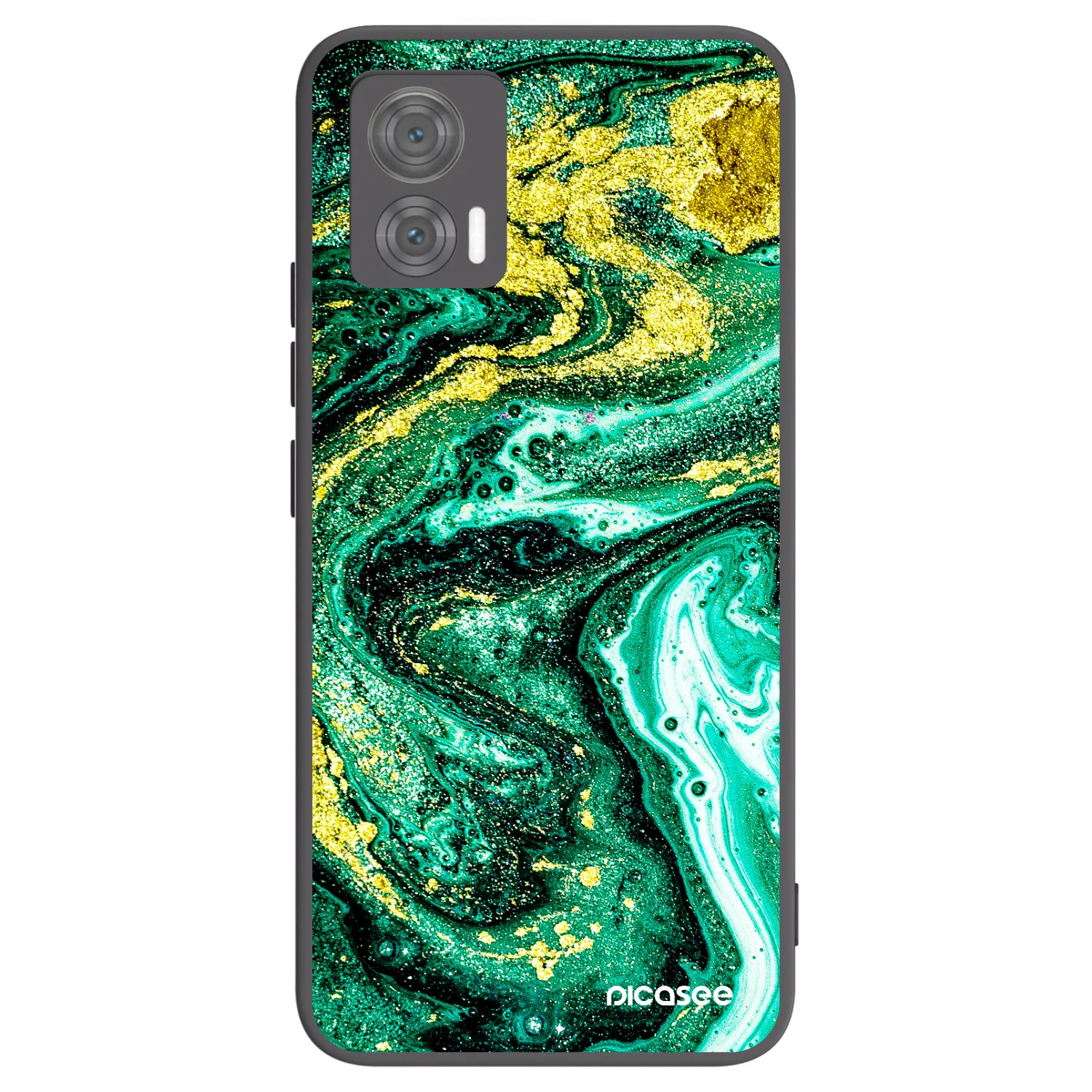 Picasee silikonowe czarne etui na Motorola Edge 30 Neo - Green Gold