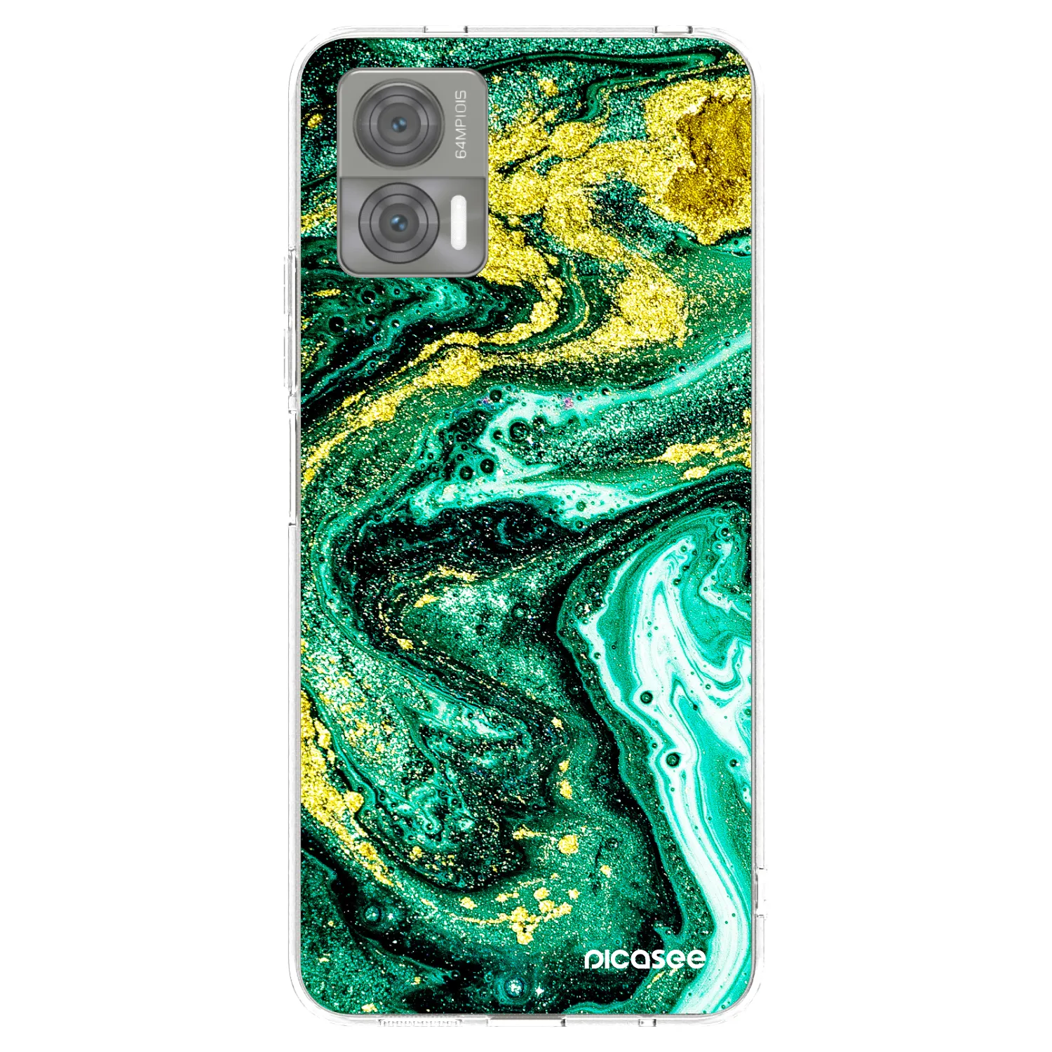 Picasee silikonowe przeźroczyste etui na Motorola Edge 30 Neo - Green Gold