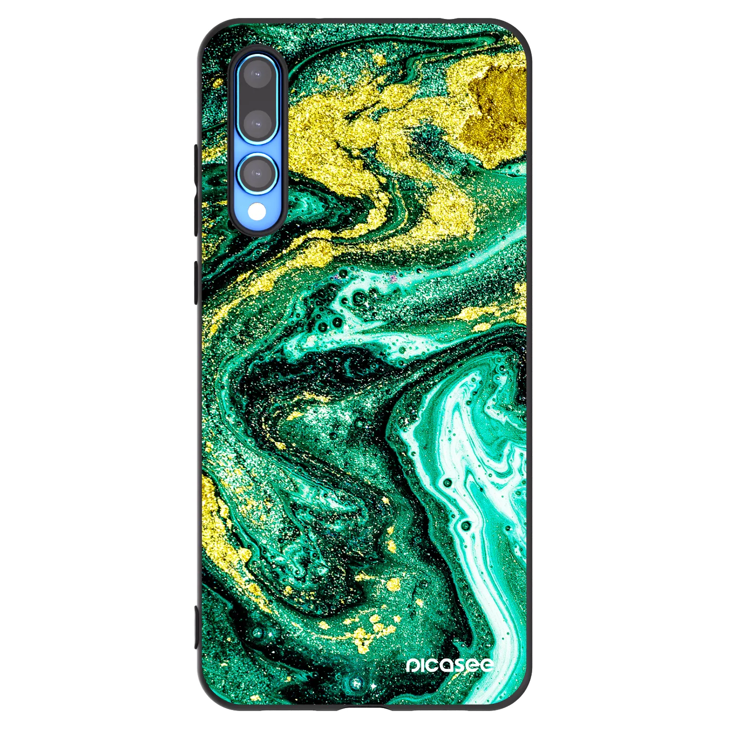 Picasee silikonowe czarne etui na Huawei P20 Pro - Green Gold
