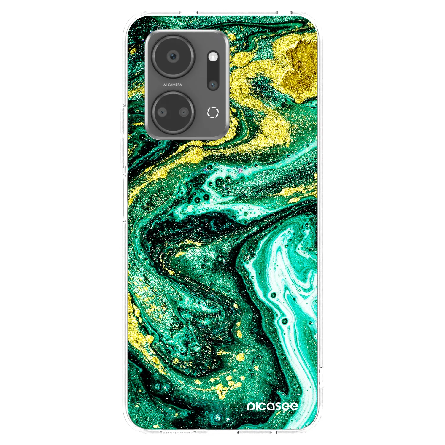 Picasee silikonowe przeźroczyste etui na Honor X7a - Green Gold