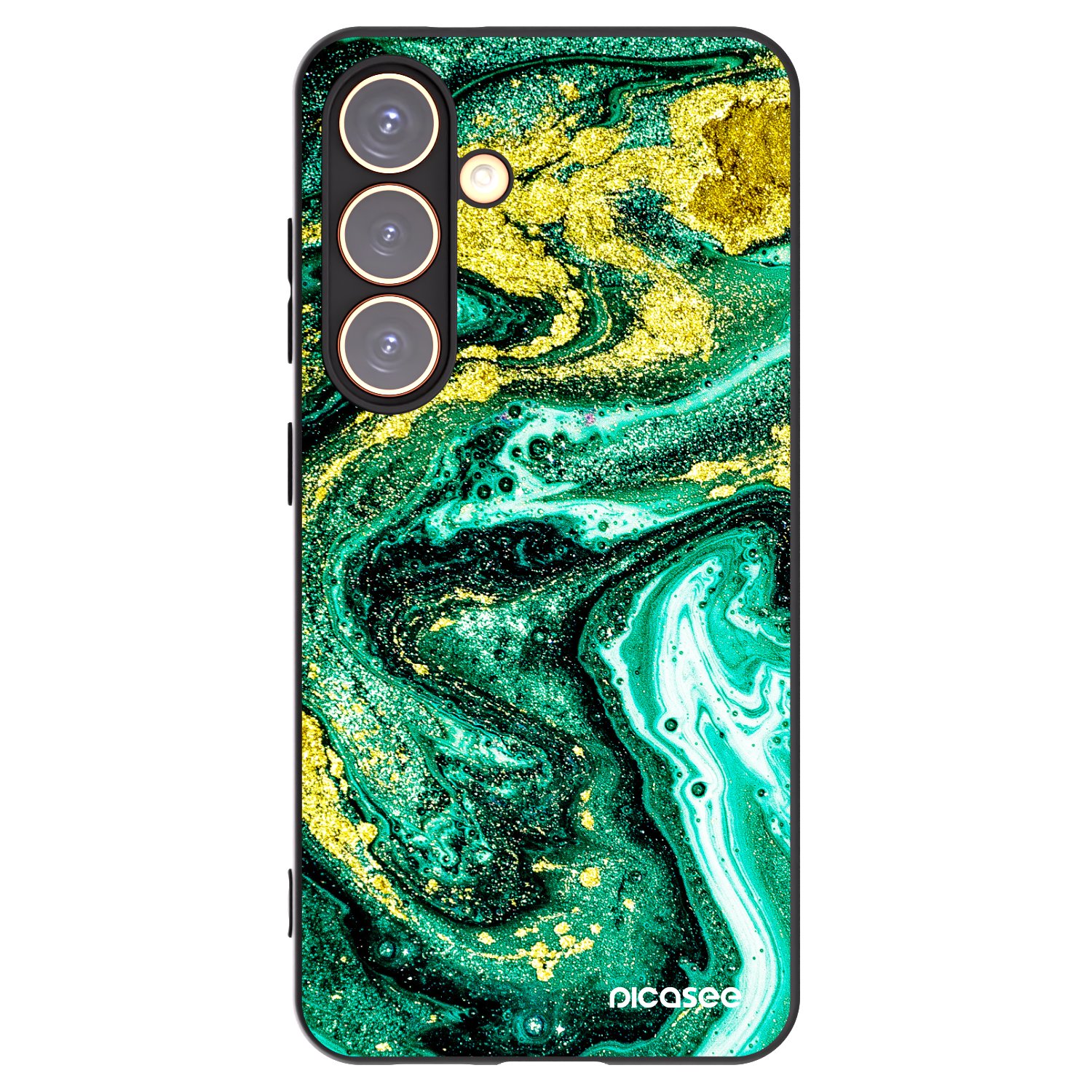 Picasee silikonowe czarne etui na Samsung Galaxy S24 S921B 5G - Green Gold