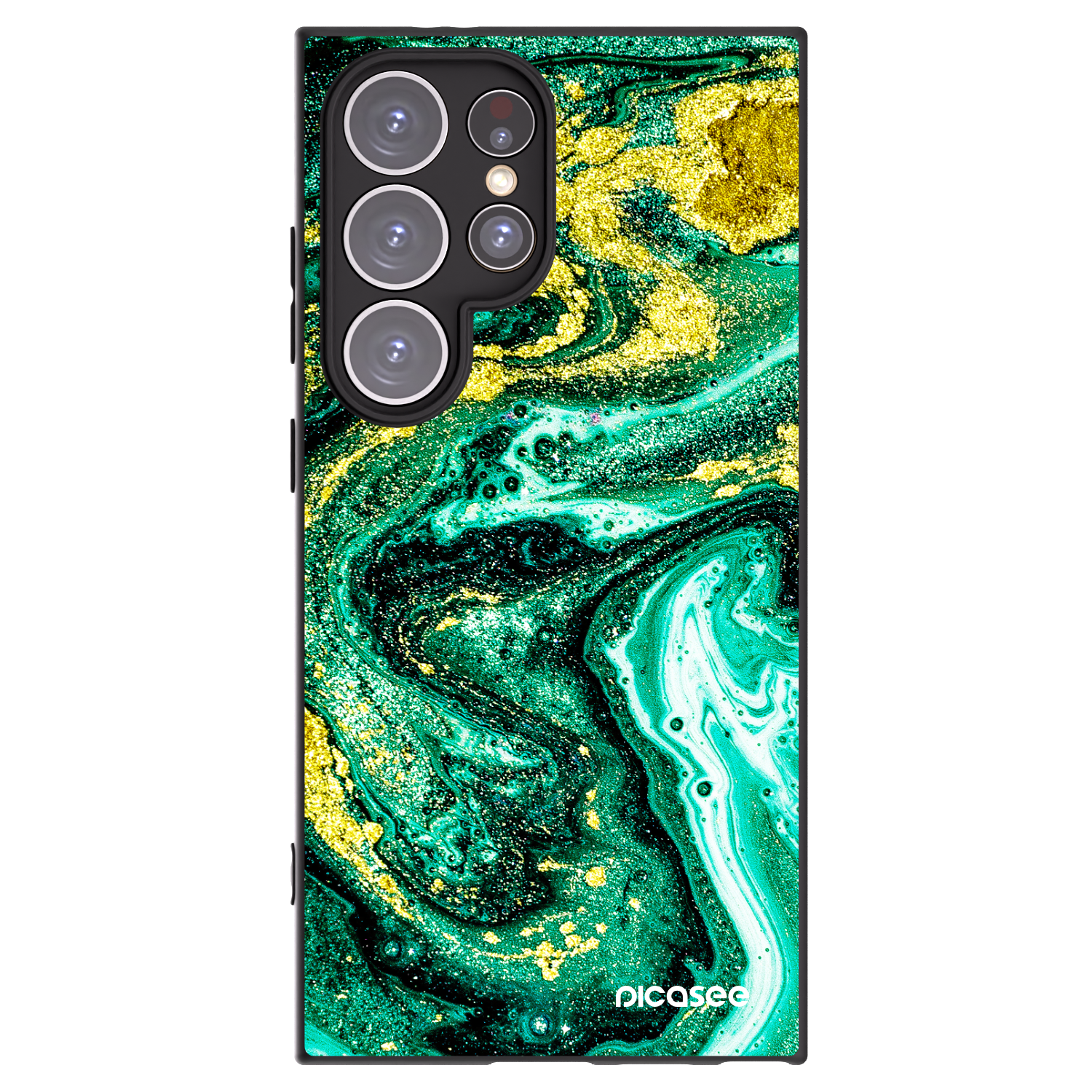 Picasee silikonowe czarne etui na Samsung Galaxy S24 Ultra S928B 5G - Green Gold