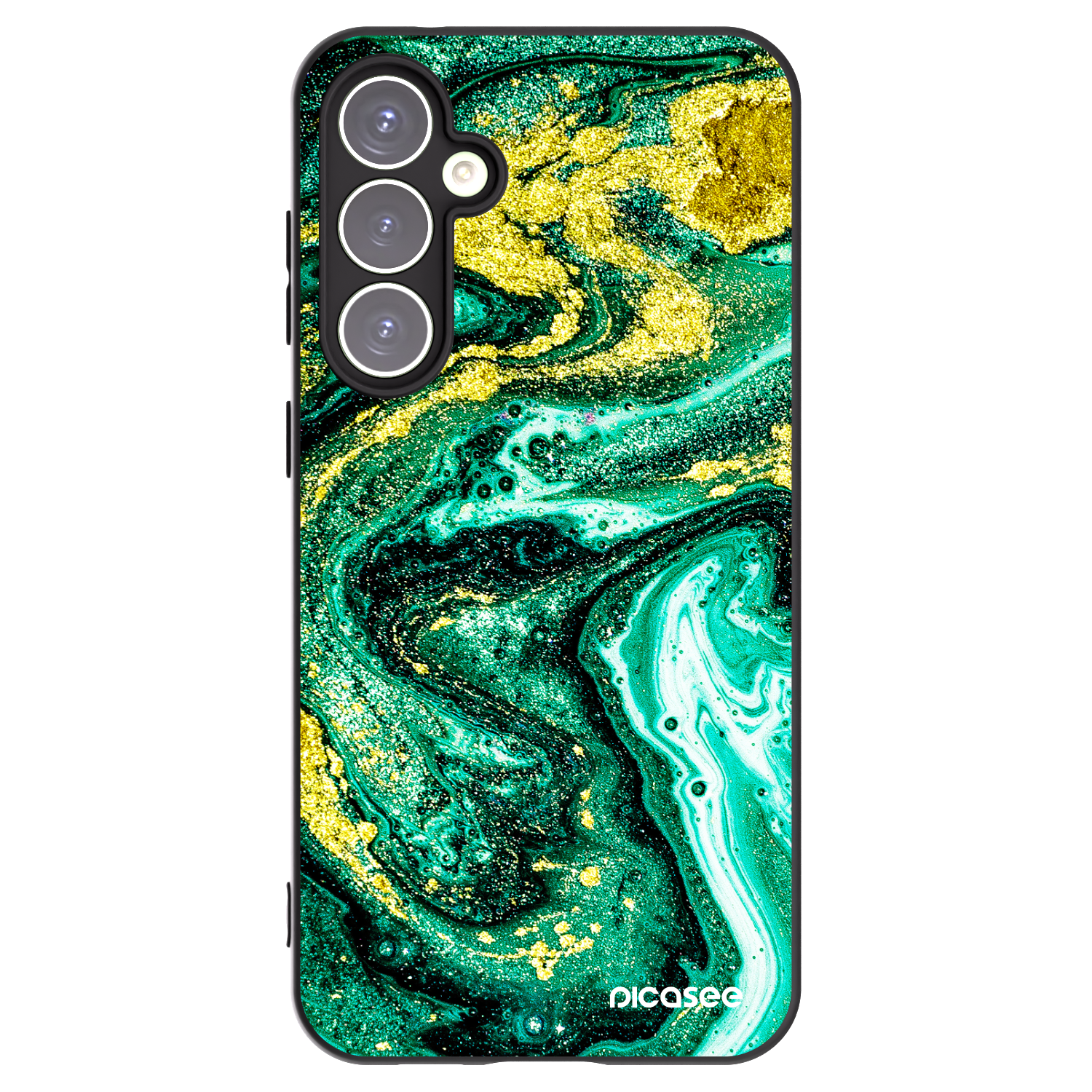 Picasee silikonowe czarne etui na Samsung Galaxy S23 FE S711B - Green Gold