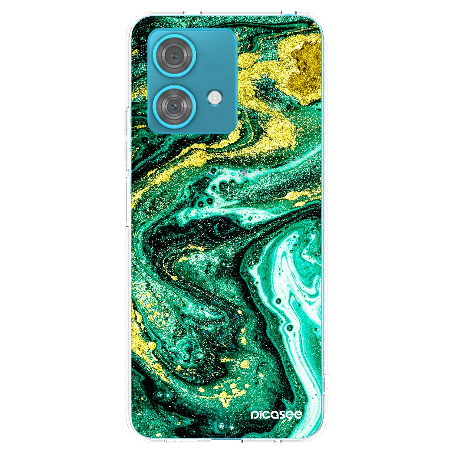 Picasee silikonowe przeźroczyste etui na Motorola Edge 40 Neo - Green Gold