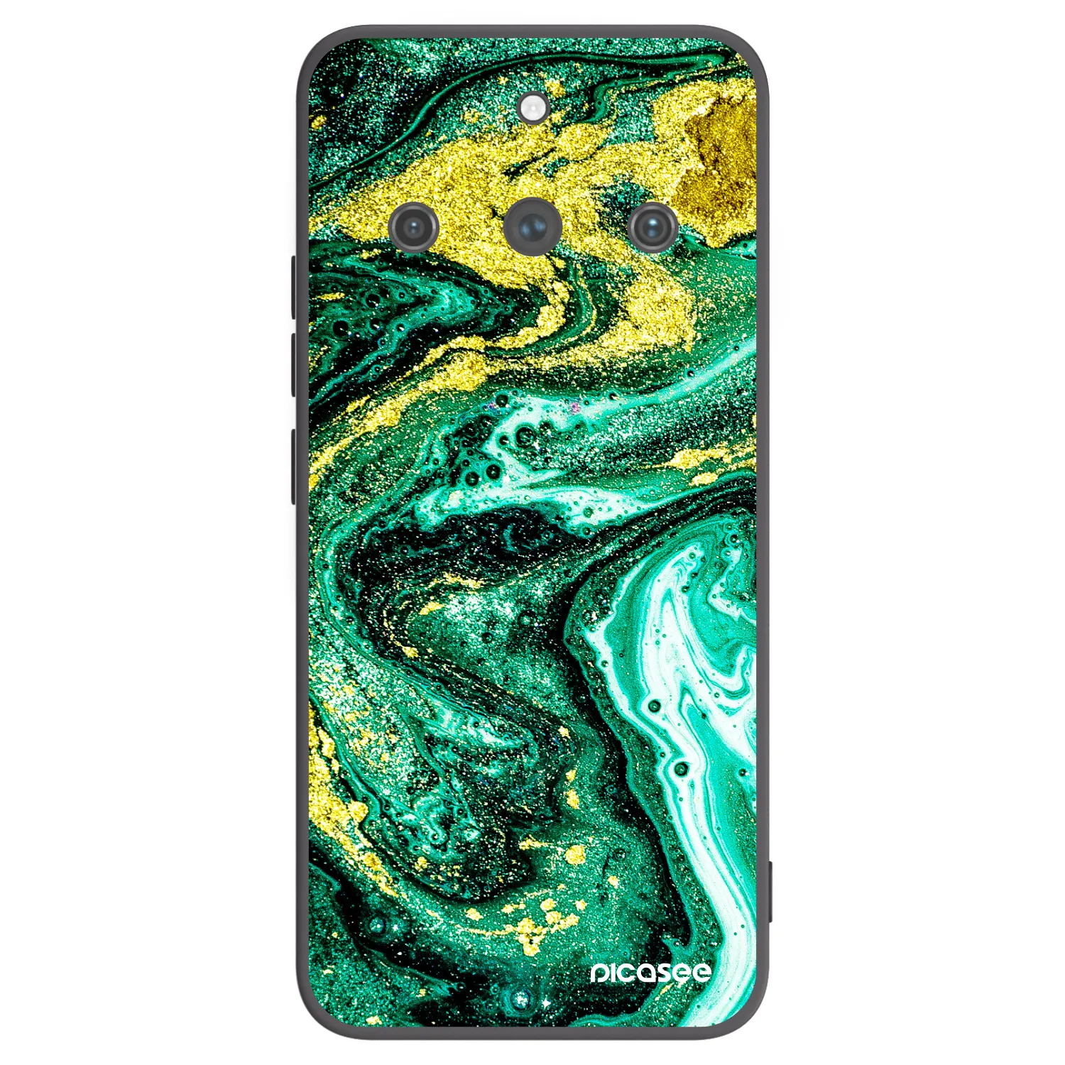 Picasee silikonowe czarne etui na Realme 11 Pro+ - Green Gold