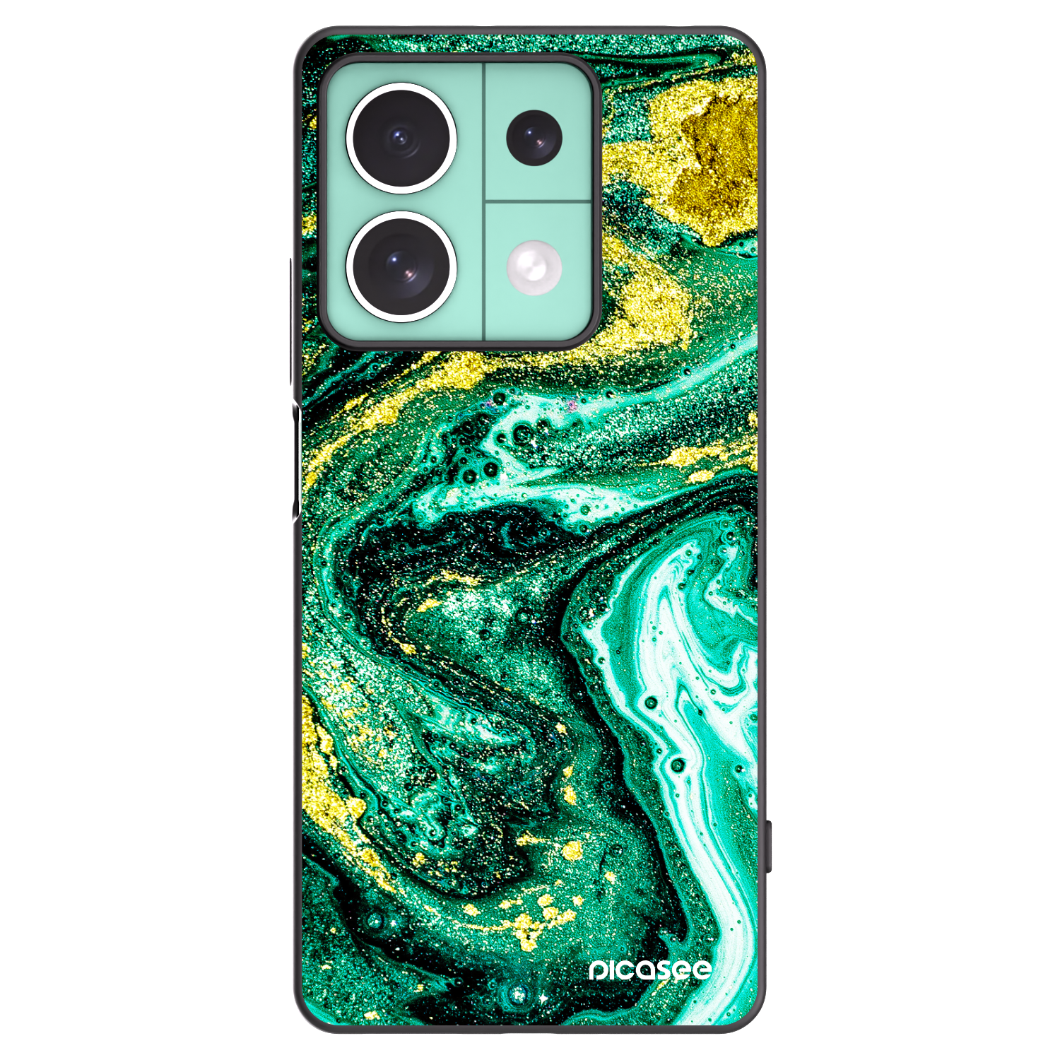 Picasee silikonowe czarne etui na Xiaomi Redmi Note 13 5G - Green Gold